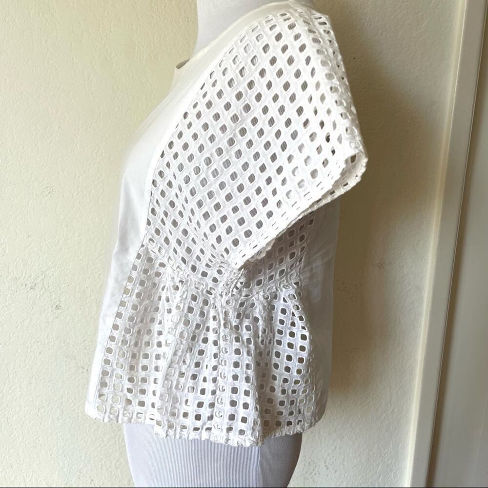 Madewell White Eyelet Floatweave Short Sleeve Summer Top Small 🔥 - Picture 4 of 7